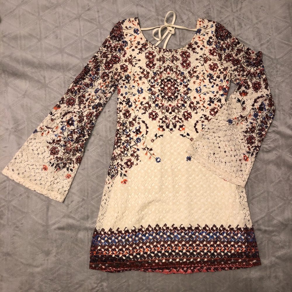 Crochet-Lace Bell Sleeve Dress